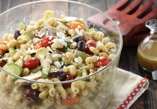 Greek Chicken Pasta with Olives and Feta